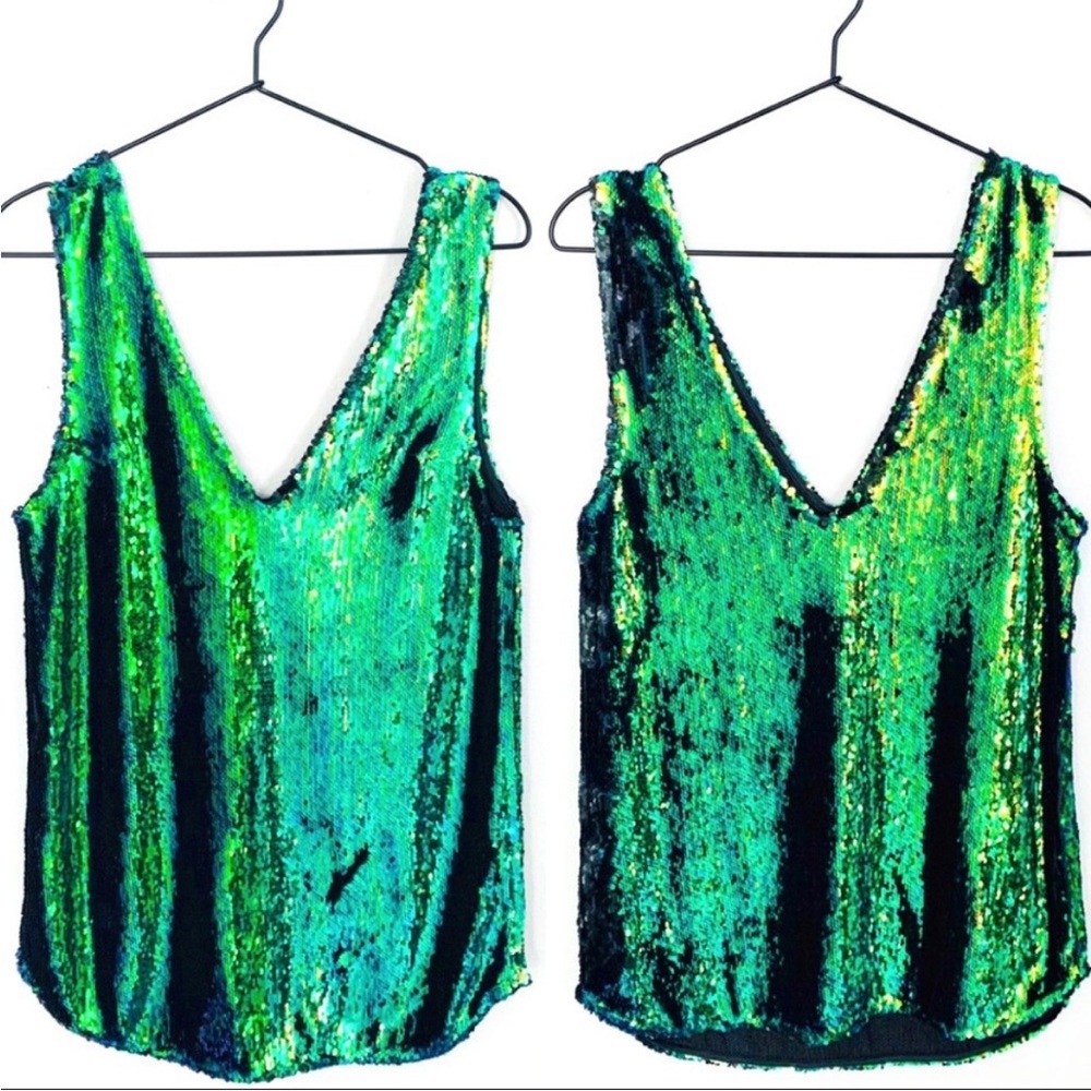 Free people sequin V-neck, mini shift dress - Picture 2 of 10